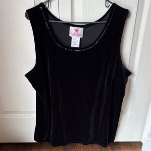 Quacker Factory women’s Black Velvet Tank Top Shell sequin collar size XL NWT